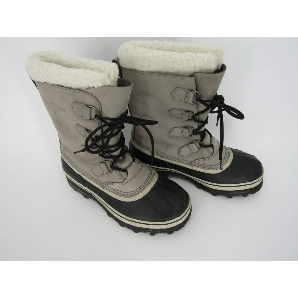 Sorel Caribou Winter Boots Womens 10 Gray Waterproof Faux Fur NL1005-051 Outdoor